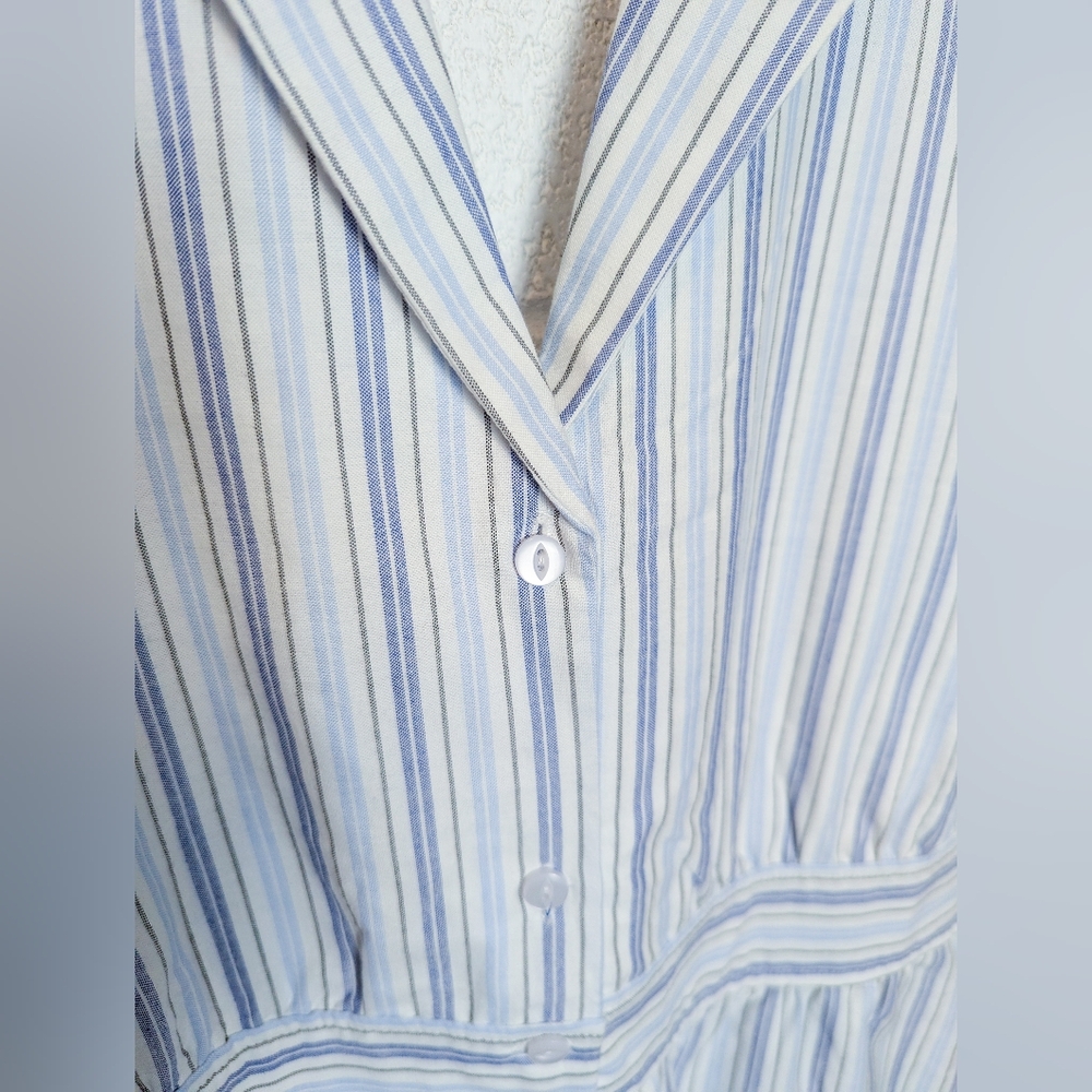 NWT Simply Noelle Halter Summer Dress With Straps Blue White Stripe Pockets Midi - Picture 4 of 13